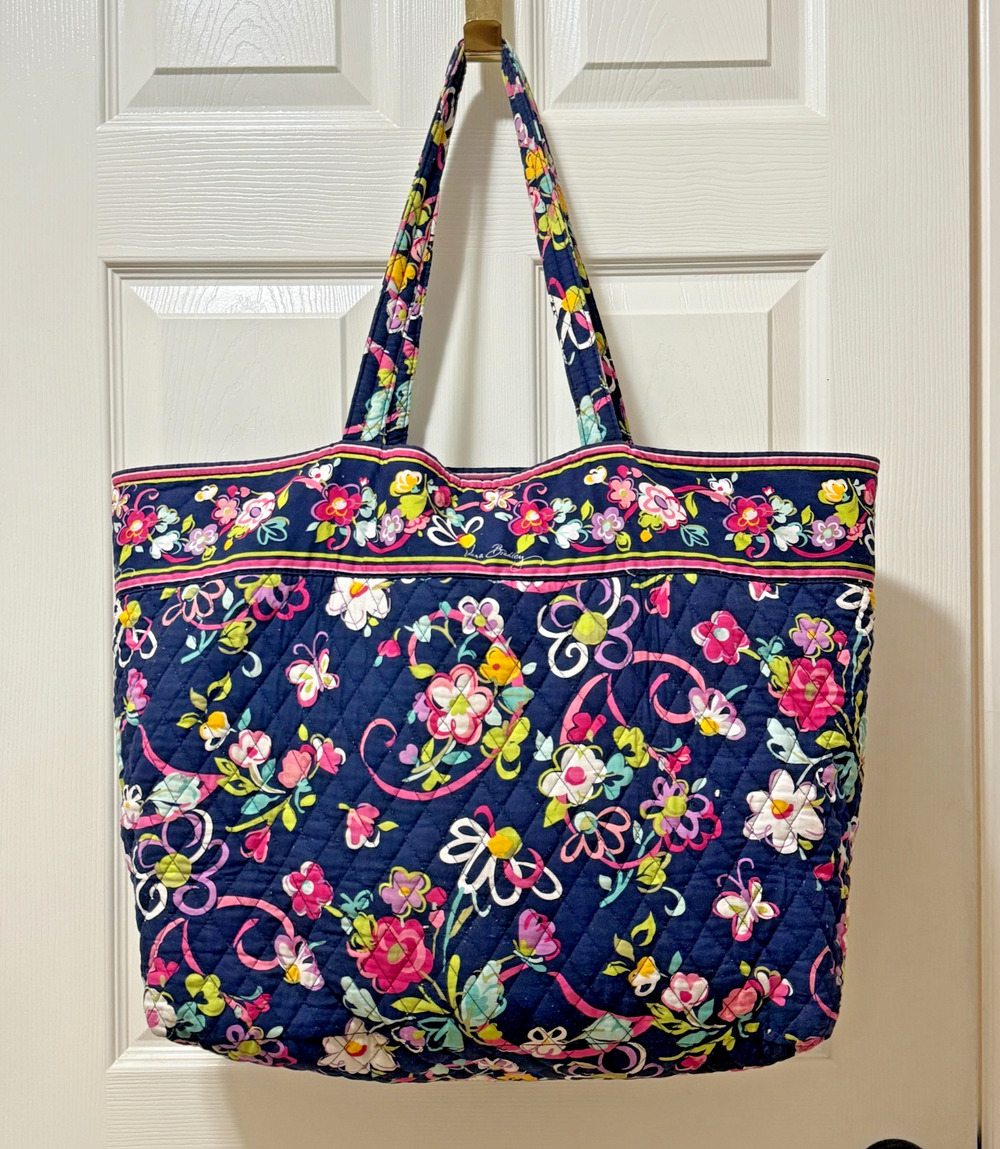 Vera Bradley Grand Travel Tote Ribbons Floral Quilted Large Tote Bag Retired